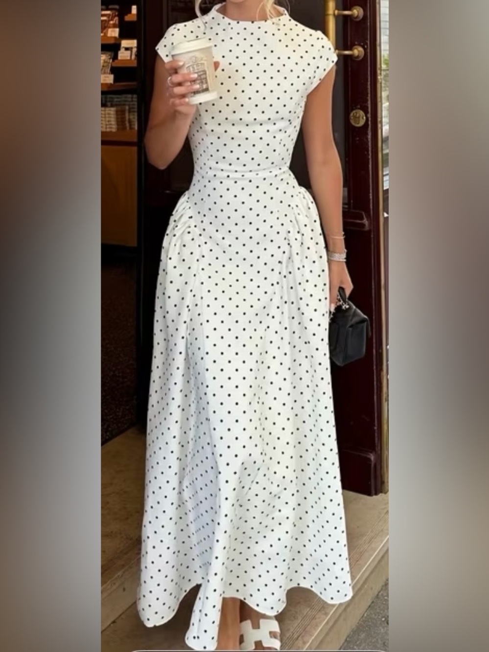 Classic White & Black Polka Dot A-Line Skirt